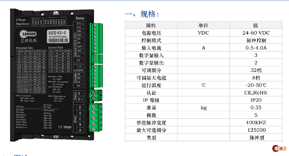 5相閉環(huán)步進(jìn)電機(jī)驅(qū)動LC5DE42-2 – 高性能、高精度的步進(jìn)電機(jī)驅(qū)動方案